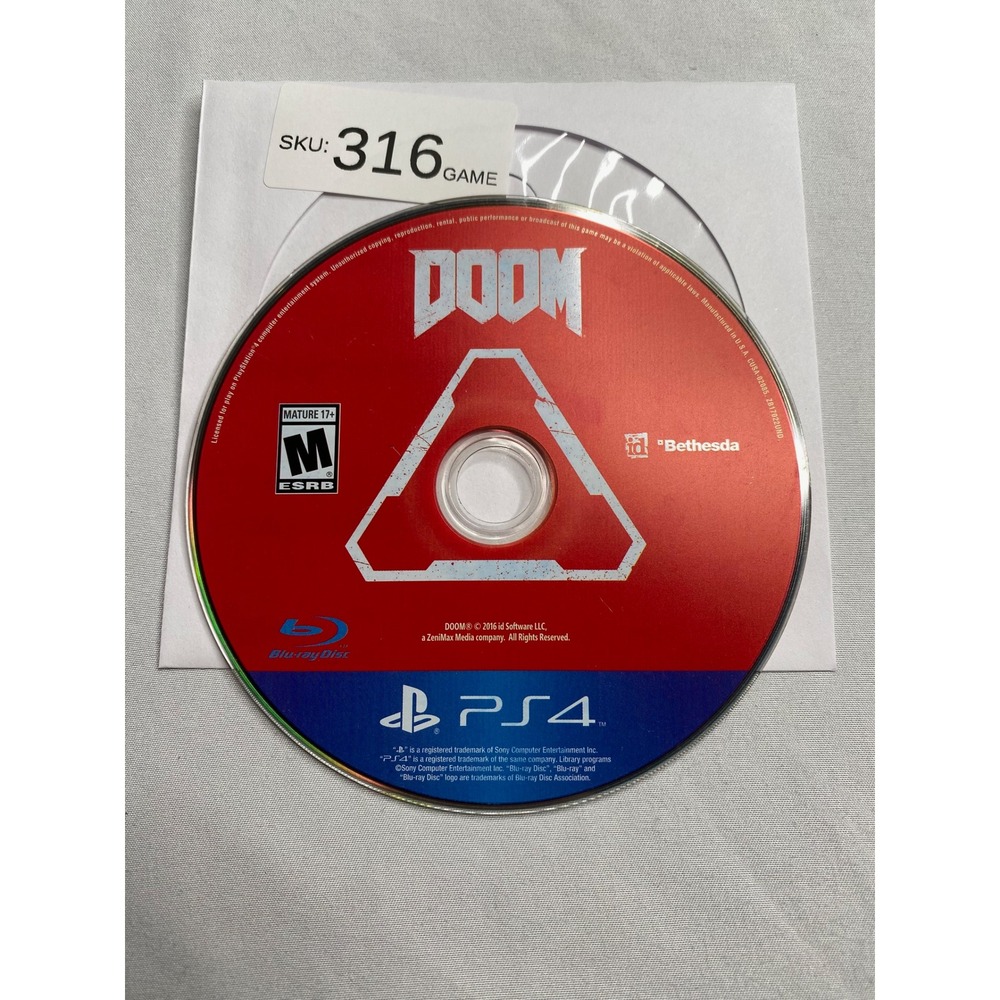 Doom PS4 PlayStation 4 Bethesda 2016 Disc Only